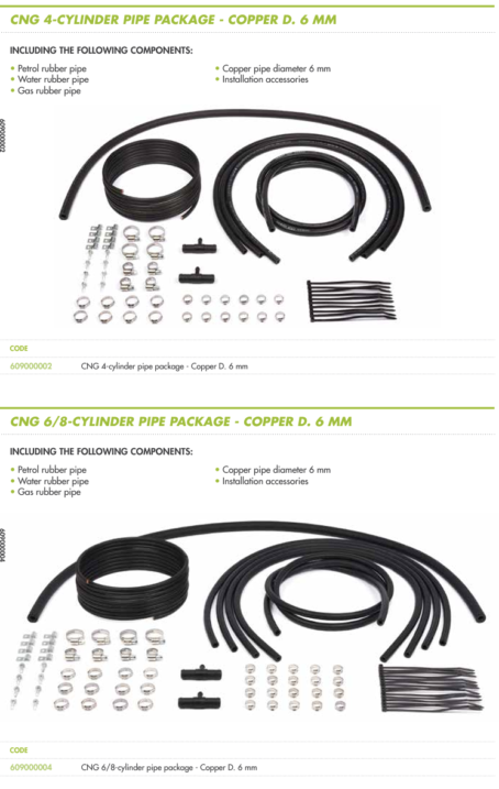 CNG 4/6/8-CYLINDER PIPE PACKAGE - STEEL D. 6 MM